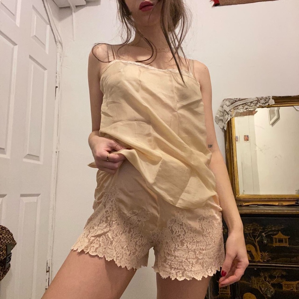 silk and lace tap shorts